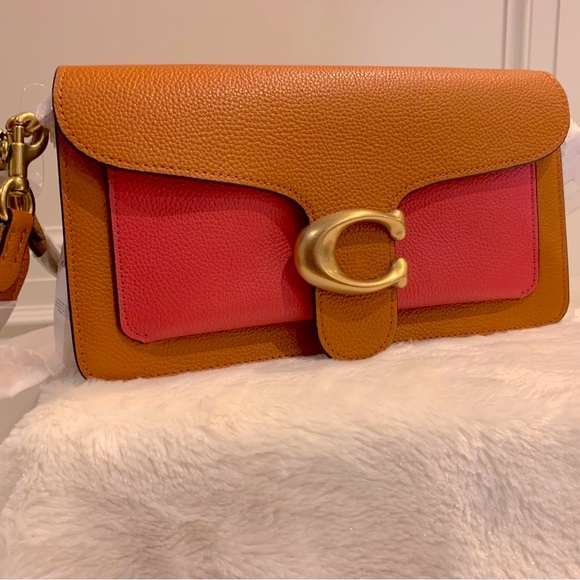 💗🧡 Coach - Tabby 26 - Colorblock 🍉 Watermelon / Burnt Orange / Brass - Picture 4 of 9